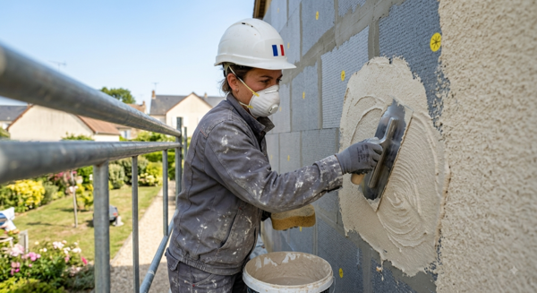 Calcul du prix m2 isolation extérieure + crépi, réalisation des travaux.